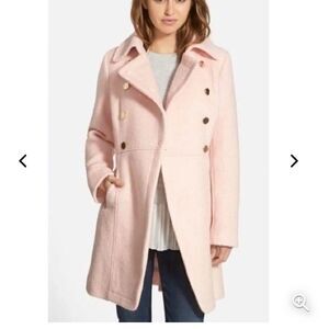 Guess Pink Double Breasted Bouclé Cutaway Coat